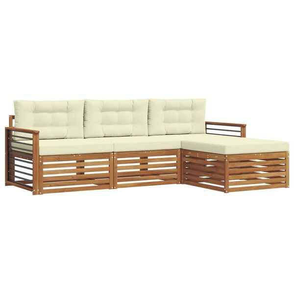 vidaXL Комплект дивани за открито 4 pcs Натурален и Крема
