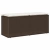 vidaXL Градинска пейка с възглавница Кафява 110x40x44 cm Поли ратан