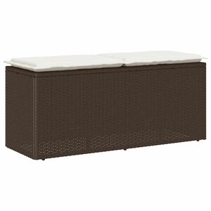 vidaXL Градинска пейка с възглавница Кафява 110x40x44 cm Поли ратан