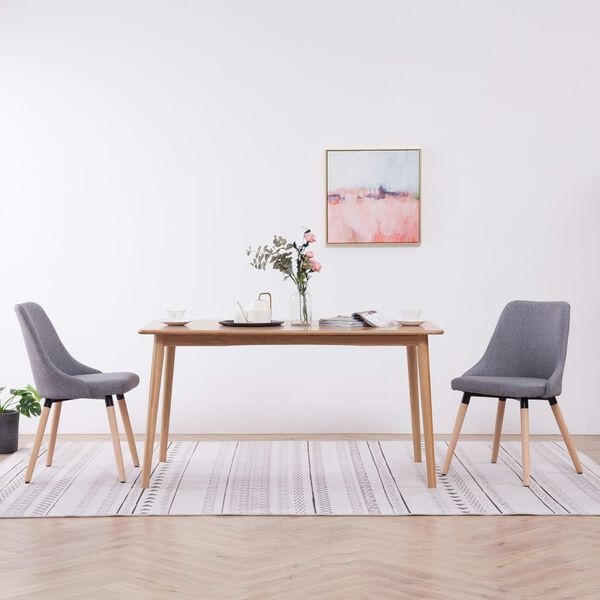 vidaXL Трапезни столове, 2 бр, светлосиви, плат