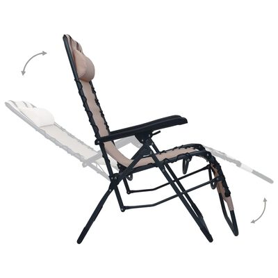 vidaXL Сгъваеми столове тип шезлонг, 2 бр, таупе, textilene