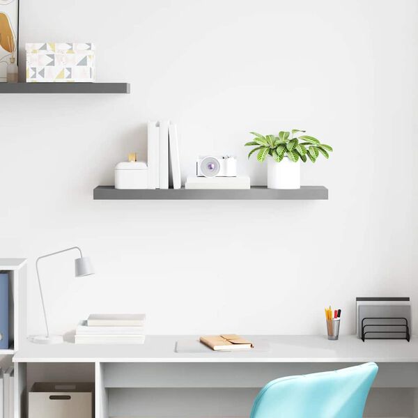 vidaXL Окачен стенен рафт, сив, 90x23,5x3,8 см, МДФ