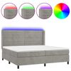 vidaXL Боксспринг легло с матрак и LED, светлосиво, 200x200 см, кадифе