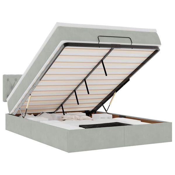 vidaXL Османско легло с матрак Светло сиво 140x200cm кадифе