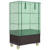 vidaXL Повдигнато легло с капак и колела, ратанова визия, 80x50x182 см