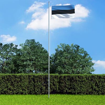 vidaXL Флаг на Естония и алуминиев флагщок, 6,2 м