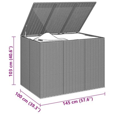vidaXL Кутия за градински възглавници PE Ратан 145x100x103 см черна