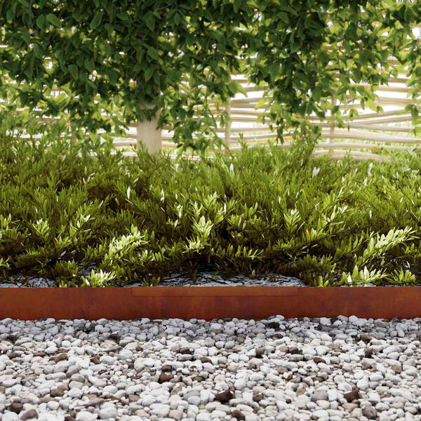 vidaXL Ограда за трева 4 pcs Ръждясало 450 x 0.05 x 15 см