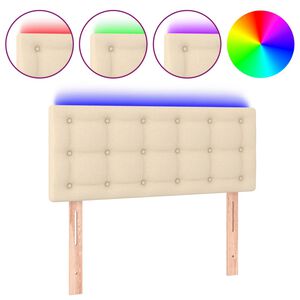 vidaXL LED горна табла за легло, кремава, 80x5x78/88 см, плат