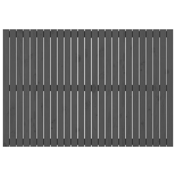 vidaXL Стенна табла за спалня, сива, 159,5x3x110см, борово дърво масив