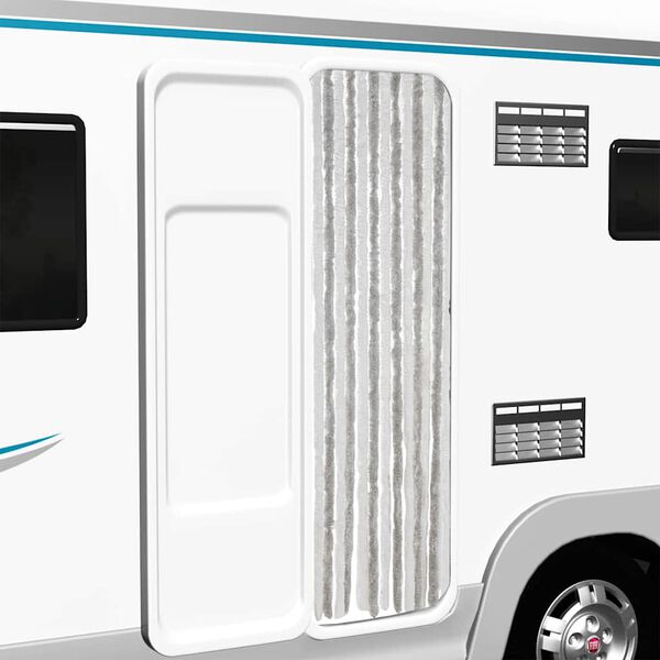 vidaXL Ресни за врата против мухи, светлосиво и бяло, 56x200 см, шенил