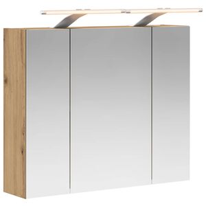 vidaXL Шкаф с огледало за баня Дъб Артизан 60 x 14,5 x 50 см