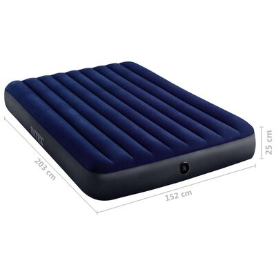 Intex Dura-Beam Надуваемо въздушно легло с помпа 152x203x25 см синьо