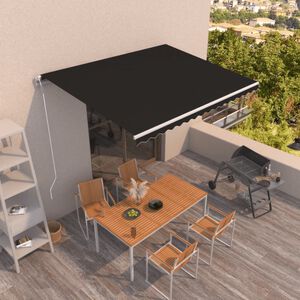 vidaXL Автоматичен прибиращ се сенник, 400x350 см, антрацит