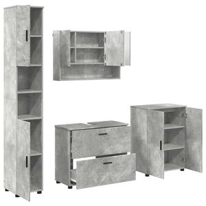 vidaXL Комплект мебели за баня 4 бр. Циментено сиво 35 x 30 x 192 см