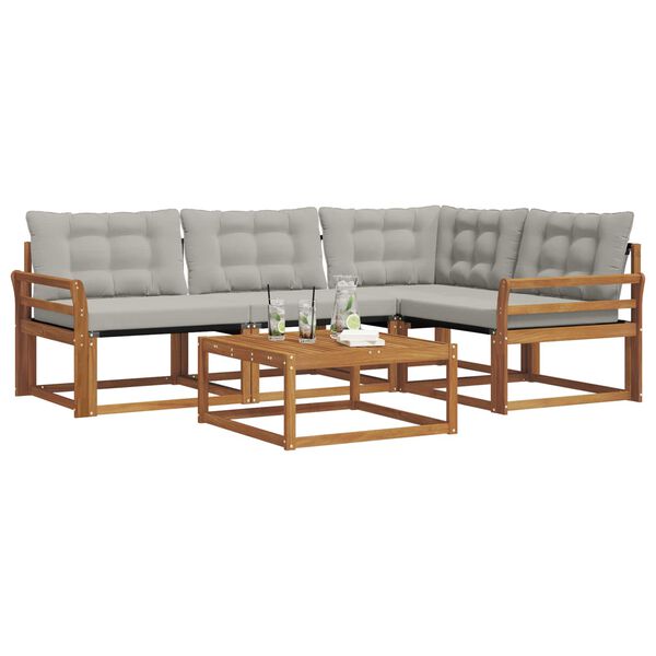 vidaXL Комплект дивани за открито 5 pcs Естествено и светло сиво