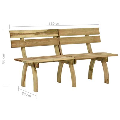 vidaXL Градинска пейка, 160 см, импрегнирана борова дървесина