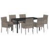 vidaXL Комплект за хранене в градината 7 pcs Сив полиратан