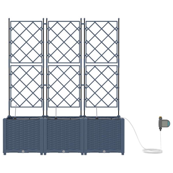 vidaXL Градинска саксия 2 pcs Сив 80 x 40 x 125,5 см Стомана