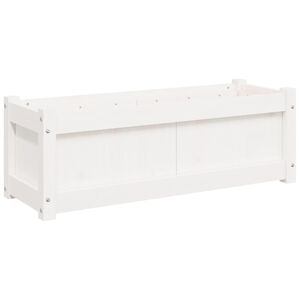 vidaXL Градински сандък, бял, 90x31x31 см, бор масив