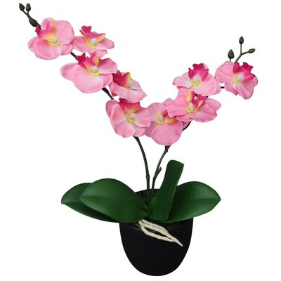 vidaXL Изкуствено растение орхидея със саксия, 30 см, розова
