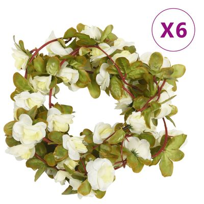 vidaXL Гирлянди от изкуствени цветя 6 бр бели 250 см