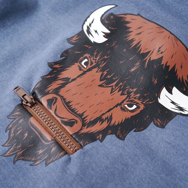 Детски суитшърт с качулка, син меланж, 104