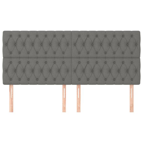 vidaXL Табла за легло, тъмносива, 200x7x118/128 см, плат