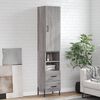 vidaXL Висок шкаф, сив сонома, 34,5x34x180 см, инженерно дърво