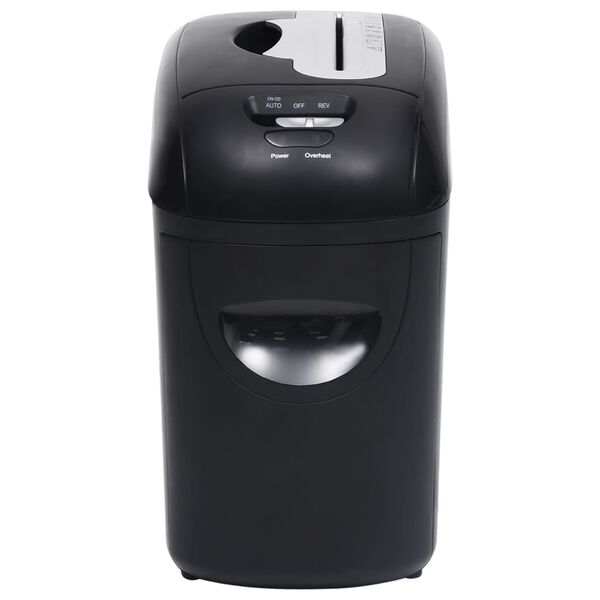 vidaXL Шредер за хартия, 10 листа, микро рязане, черен