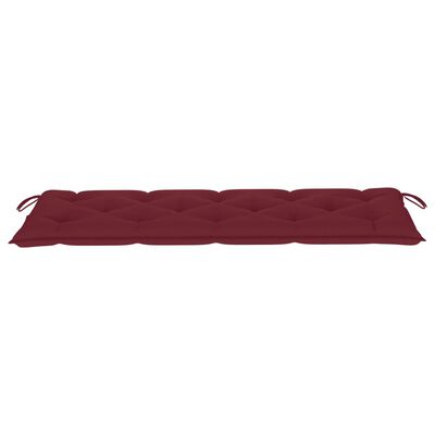 vidaXL Пейка Батавия с виненочервена възглавница, 150 см, тик масив
