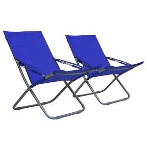 vidaXL Сгъваеми столове 2 бр., плат, син