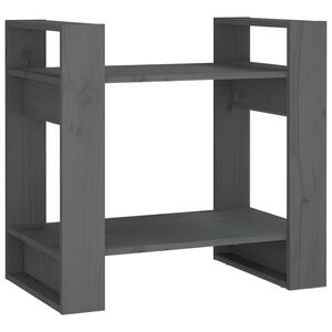 vidaXL Библиотека/разделител за стая, сива, 60x35x57 см, бор масив