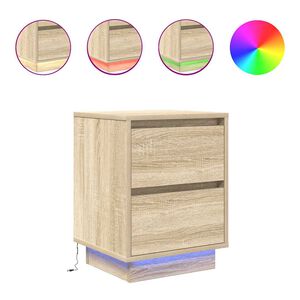 vidaXL Нощни шкафчета с LED осветление 2 бр. дъб сонома 38x34x50 cm