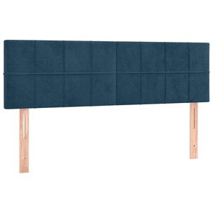 vidaXL Табла за легло, тъмносиня, 144x5x78/88 см, кадифе