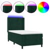 vidaXL Боксспринг легло с матрак и LED, тъмнозелено, 80x200 см, кадифе