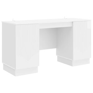 vidaXL Бюро Бял гланц 142,5 x 50 x 75 см Инженерна дървесина
