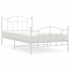 vidaXL Метална рамка за легло с горна и долна табла, бяла, 100x200 см