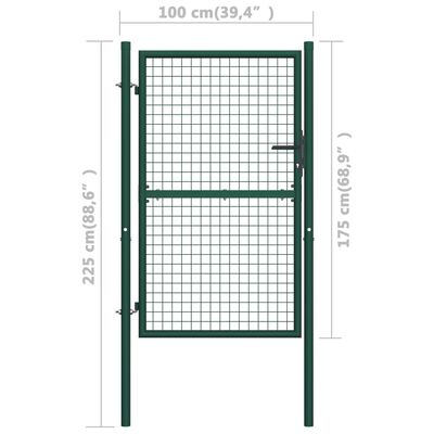 vidaXL Порта за ограда, стомана, 100x175 см, зелена