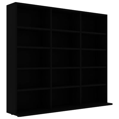 vidaXL CD шкаф, черен, 102x23x89,5 см, ПДЧ