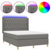 vidaXL Боксспринг легло с матрак и LED, тъмносиво, 140x200 см, плат