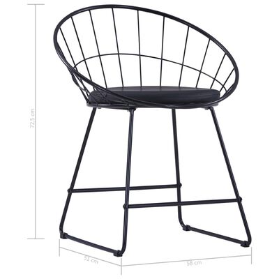 vidaXL Трапезни столове, седалки изкуствена кожа, 6 бр, черни, стомана