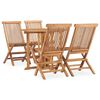 vidaXL Градински трапезен комплект, сгъваем, 5 части, тик масив