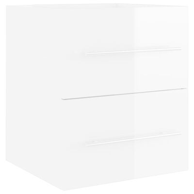 vidaXL Долен шкаф за мивка, бял гланц, 41x38,5x48 см, ПДЧ