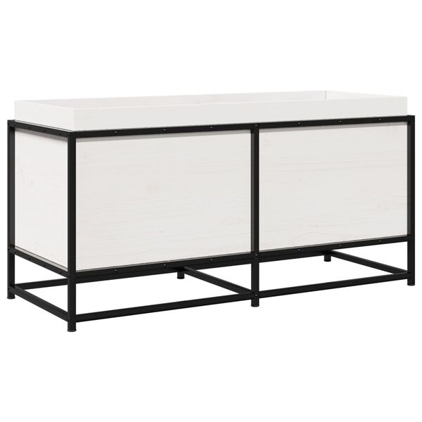 vidaXL Градинска кашпа, бяла, 100x40x50 см, борово дърво масив