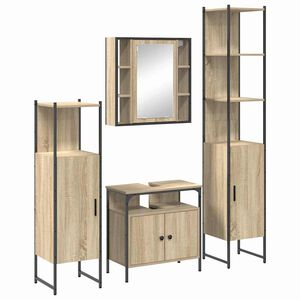 vidaXL Комплект мебели за баня 4 бр. Сонома дъб 33 x 33 x 185,5 см