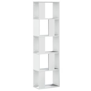 vidaXL Библиотека 5 рафта бяла 45x23,5x162,5 см инженерно дърво