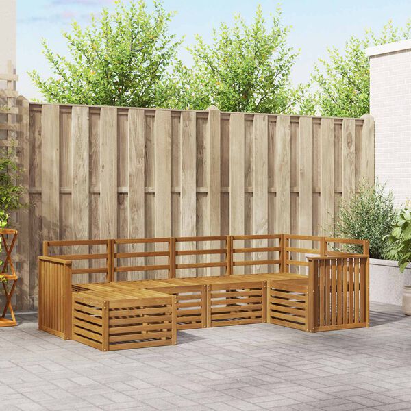 vidaXL Комплекти дивани 6 pcs Естествен Солидно акациево дърво