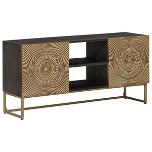 vidaXL ТВ шкаф с чекмедже с рафт с врата Месинг 105 x 30 x 50 см