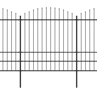 vidaXL Градинска ограда с пики, стомана, (1,75-2)x5,1 м, черна